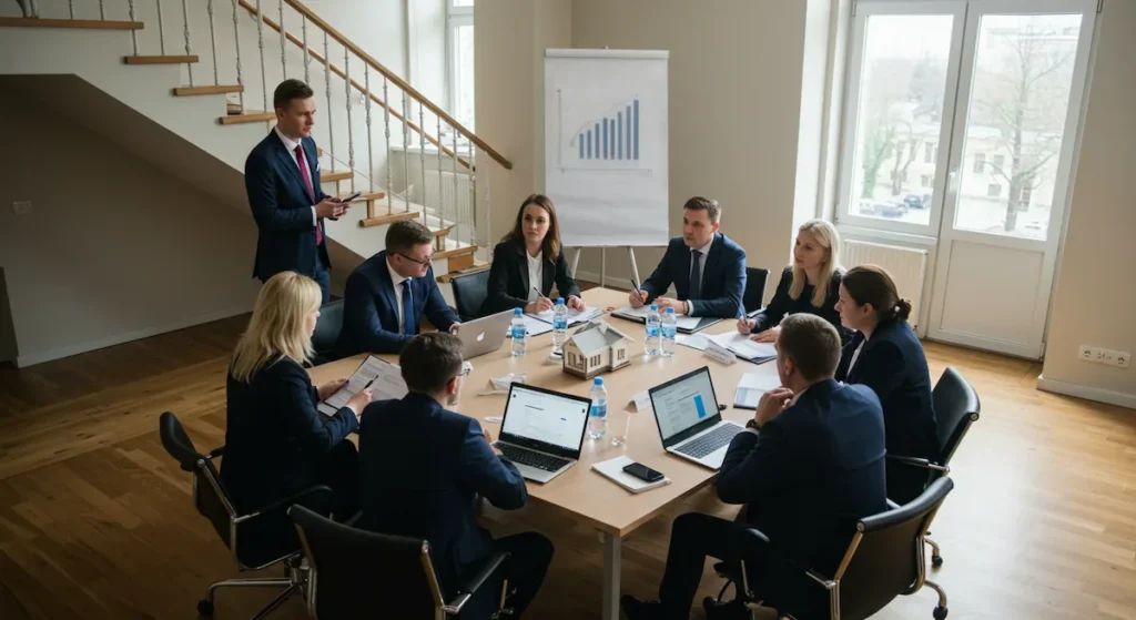 prawnicy od nieruchomości obradujący nad problemem