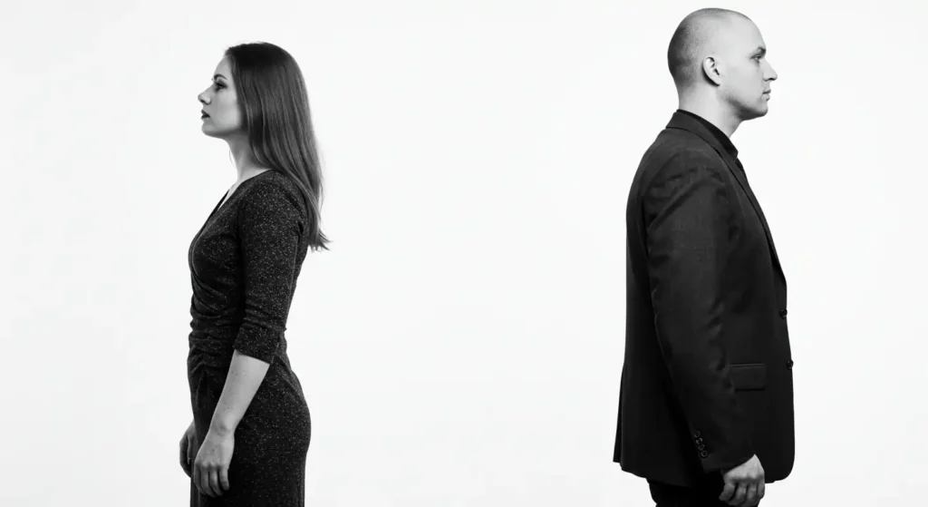 co wbrać rozwód czy separację dwojka ludzi odwróconych plecami